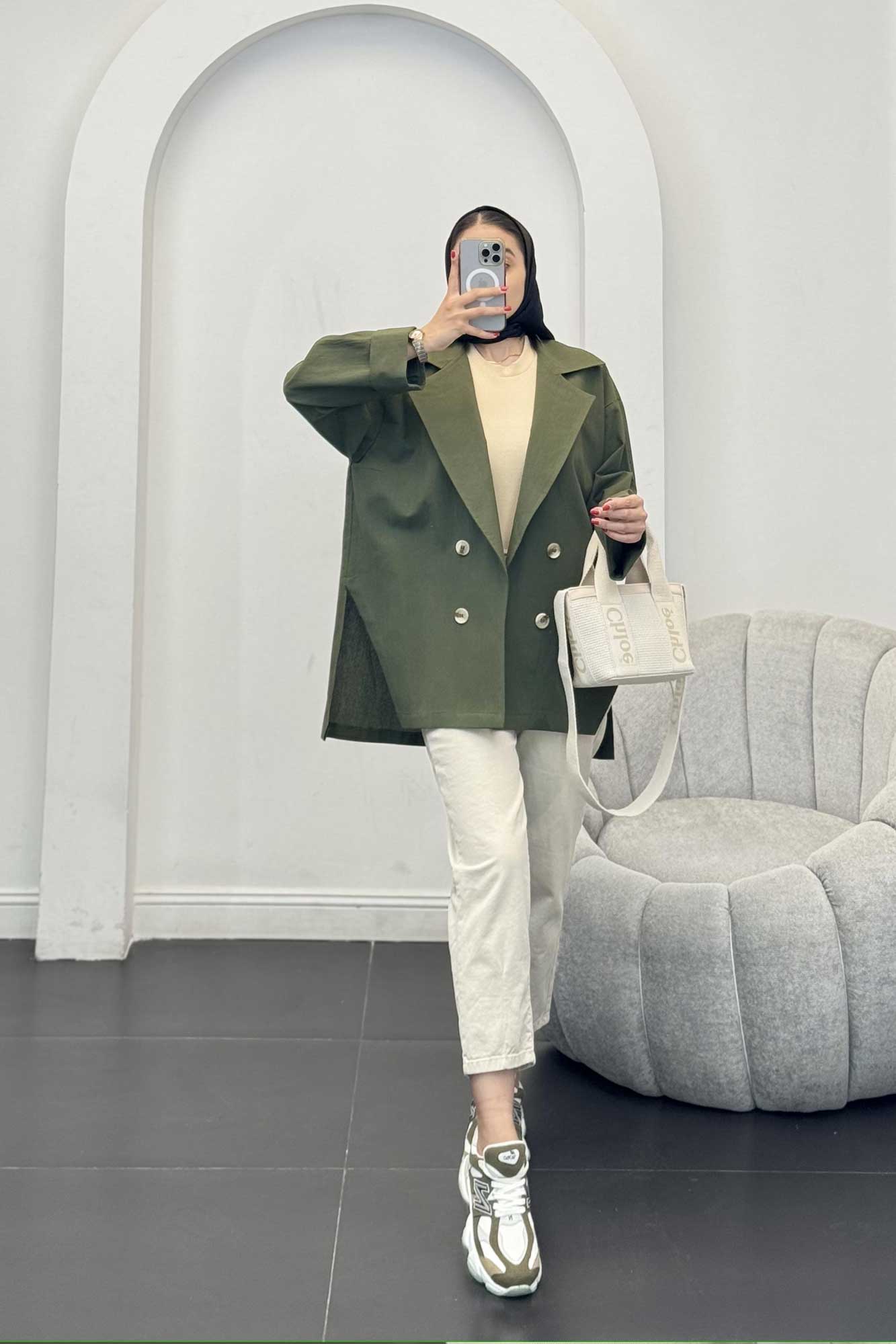 کت لینن آستین پاکتی بغل چاکدار نهال