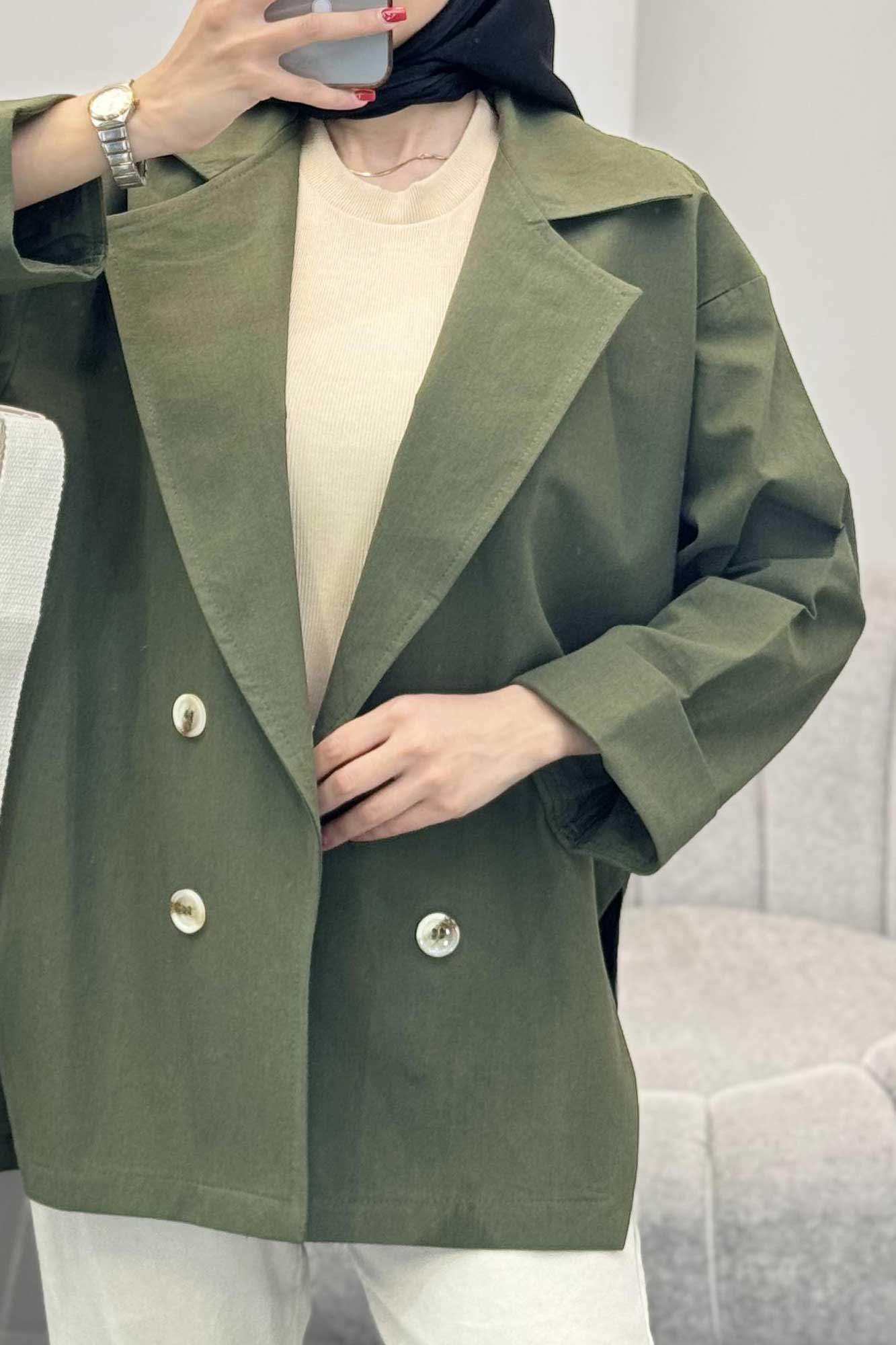 کت لینن آستین پاکتی بغل چاکدار نهال