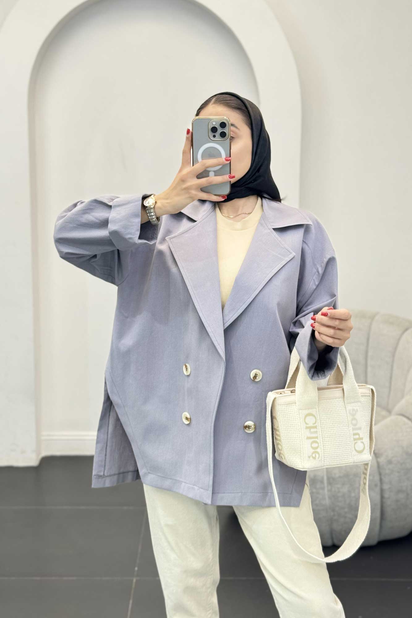 کت لینن آستین پاکتی بغل چاکدار نهال