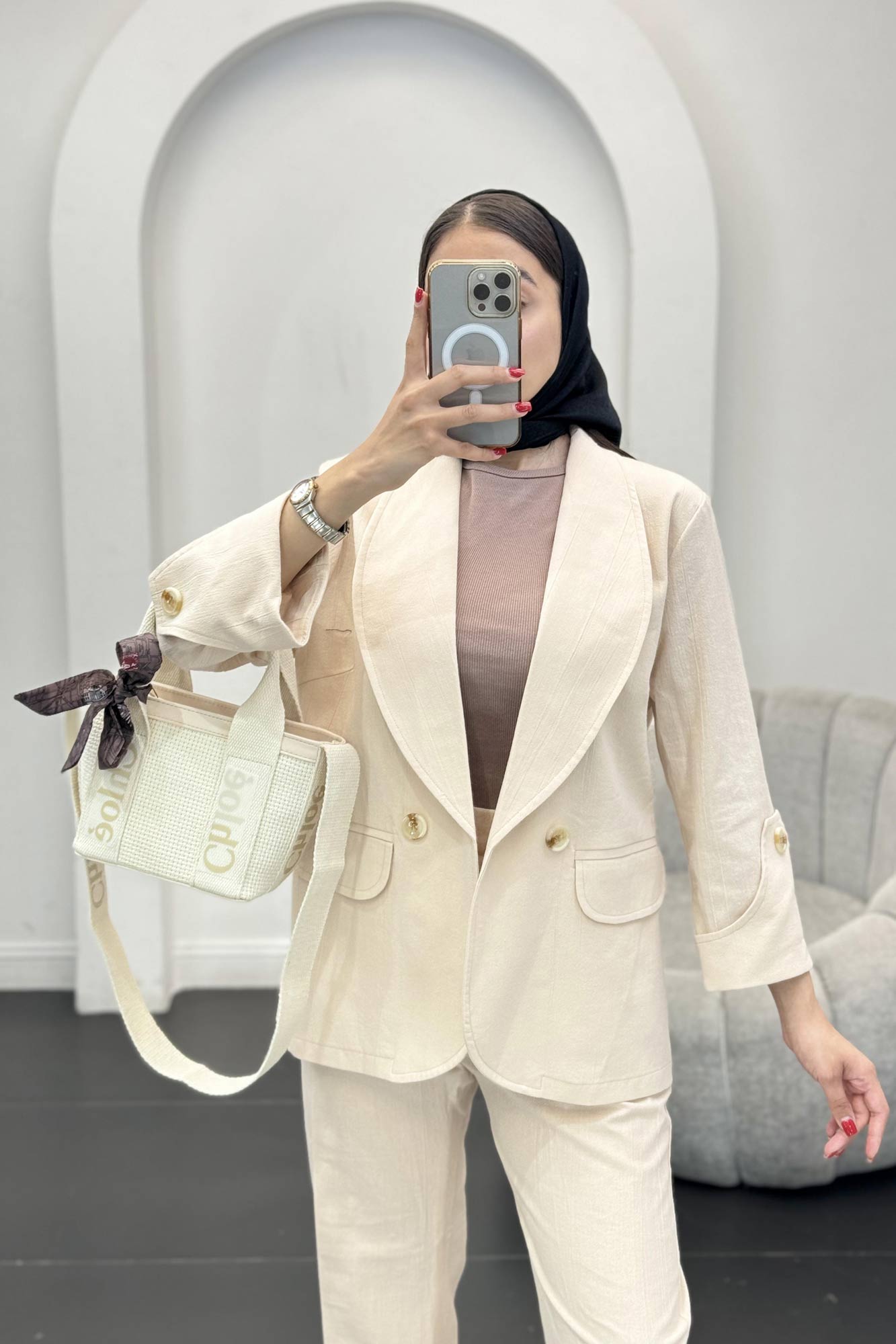 ست کت و شلوار یقه آرشال شکوفه