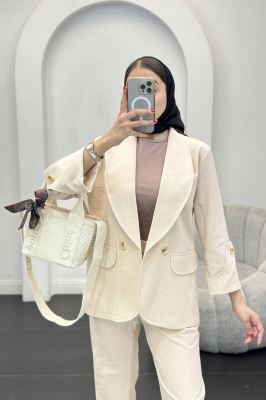 ست کت و شلوار یقه آرشال شکوفه