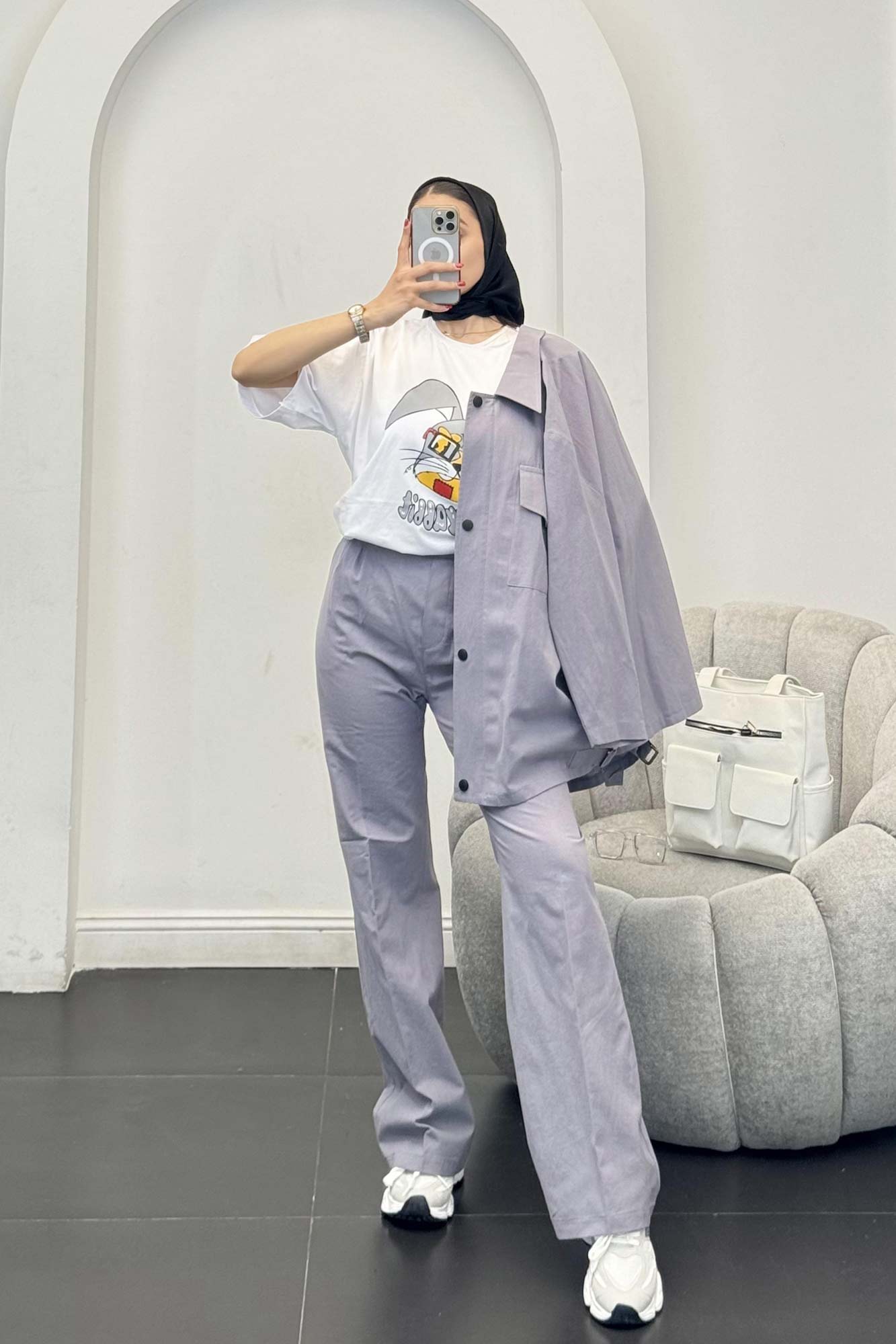 ست مانتو و شلوار دکمه پرسی زیپ دار