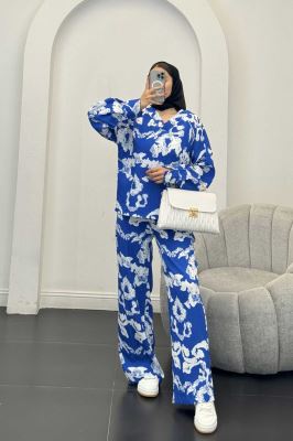 ست بلوز و شلوار یقه هفت کاملس