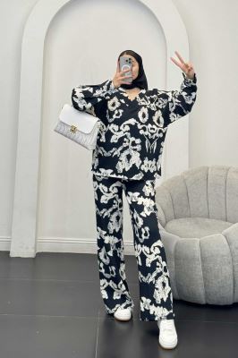 ست بلوز و شلوار یقه هفت کاملس