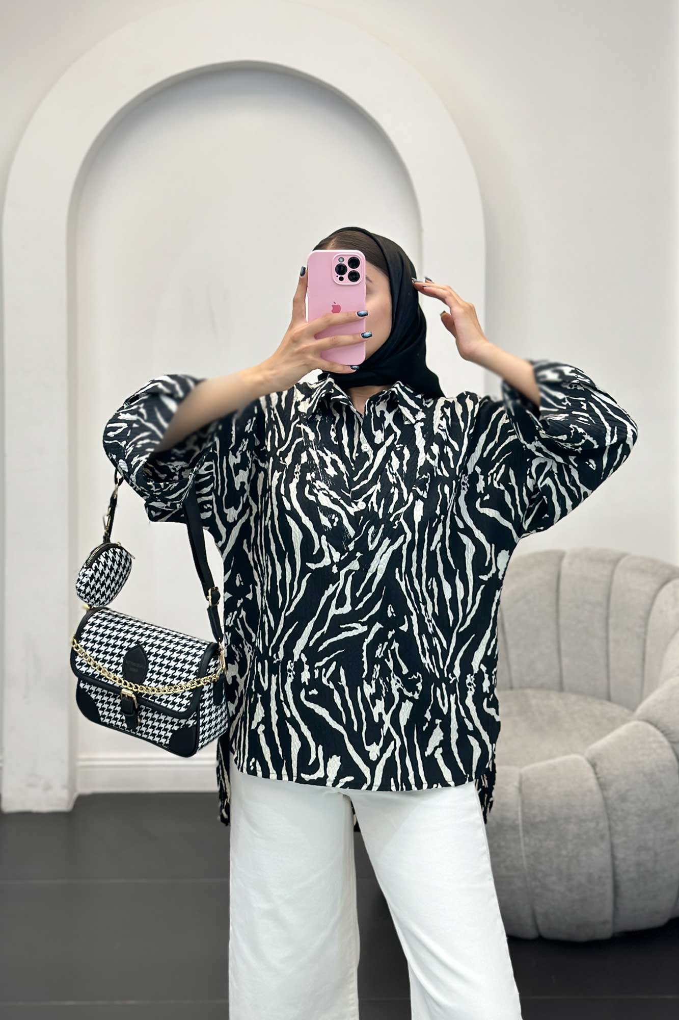 بلوز کاملس دو یقه پشت بلند