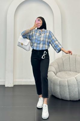 بلوز چهارخانه تک جیب