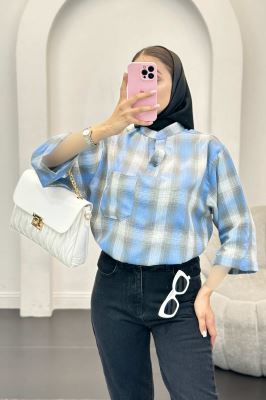 بلوز چهارخانه تک جیب