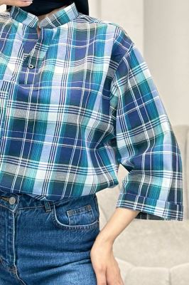 بلوز چهارخانه تک جیب