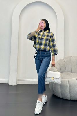 بلوز چهارخانه تک جیب