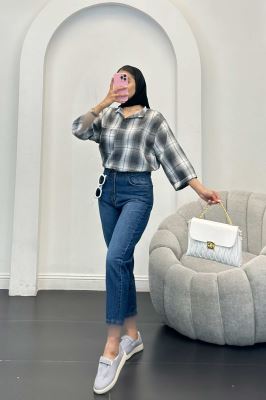 بلوز چهارخانه تک جیب