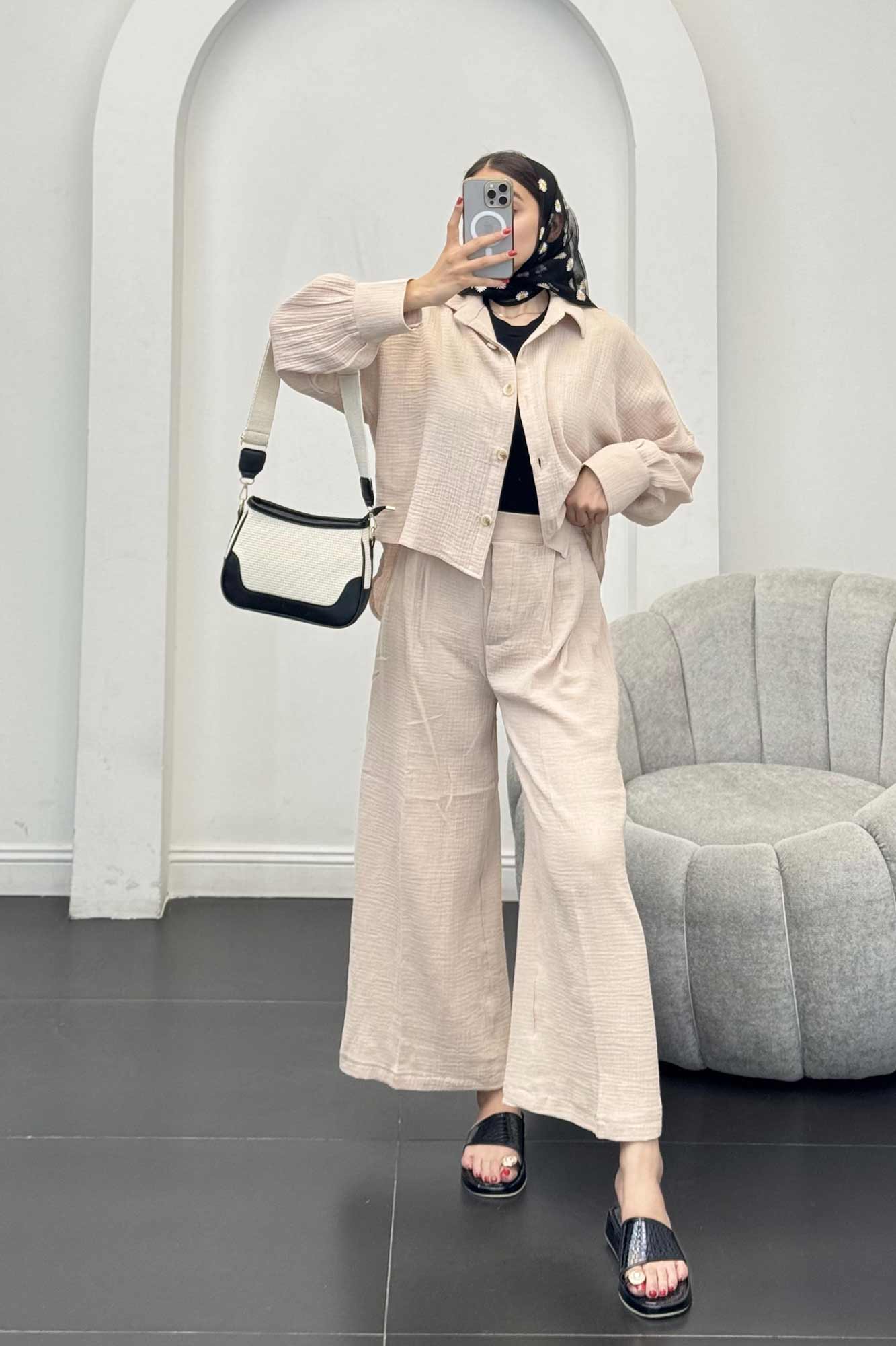 ست شومیز و شلوار دبل فیس پشت بلند