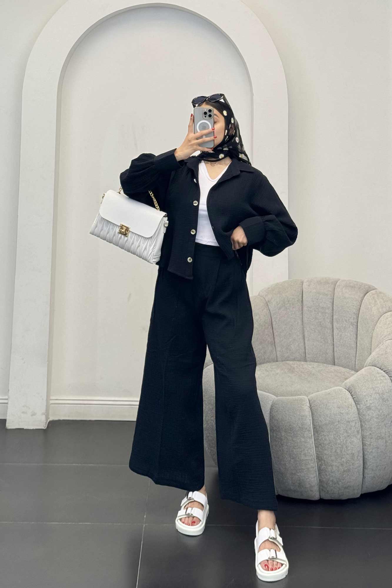 ست شومیز و شلوار دبل فیس پشت بلند