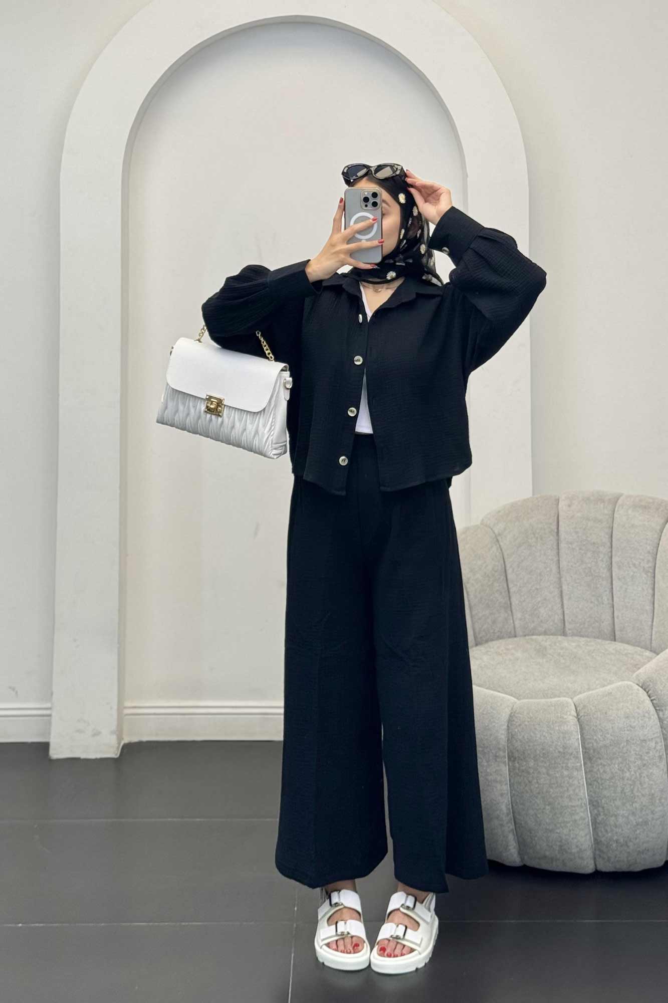 ست شومیز و شلوار دبل فیس پشت بلند