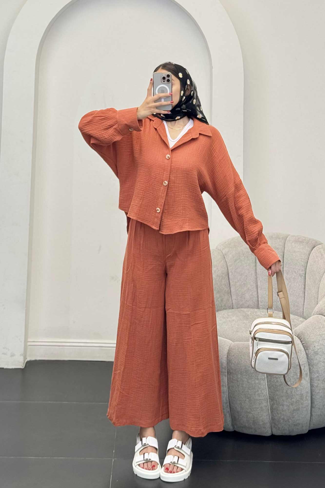 ست شومیز و شلوار دبل فیس پشت بلند