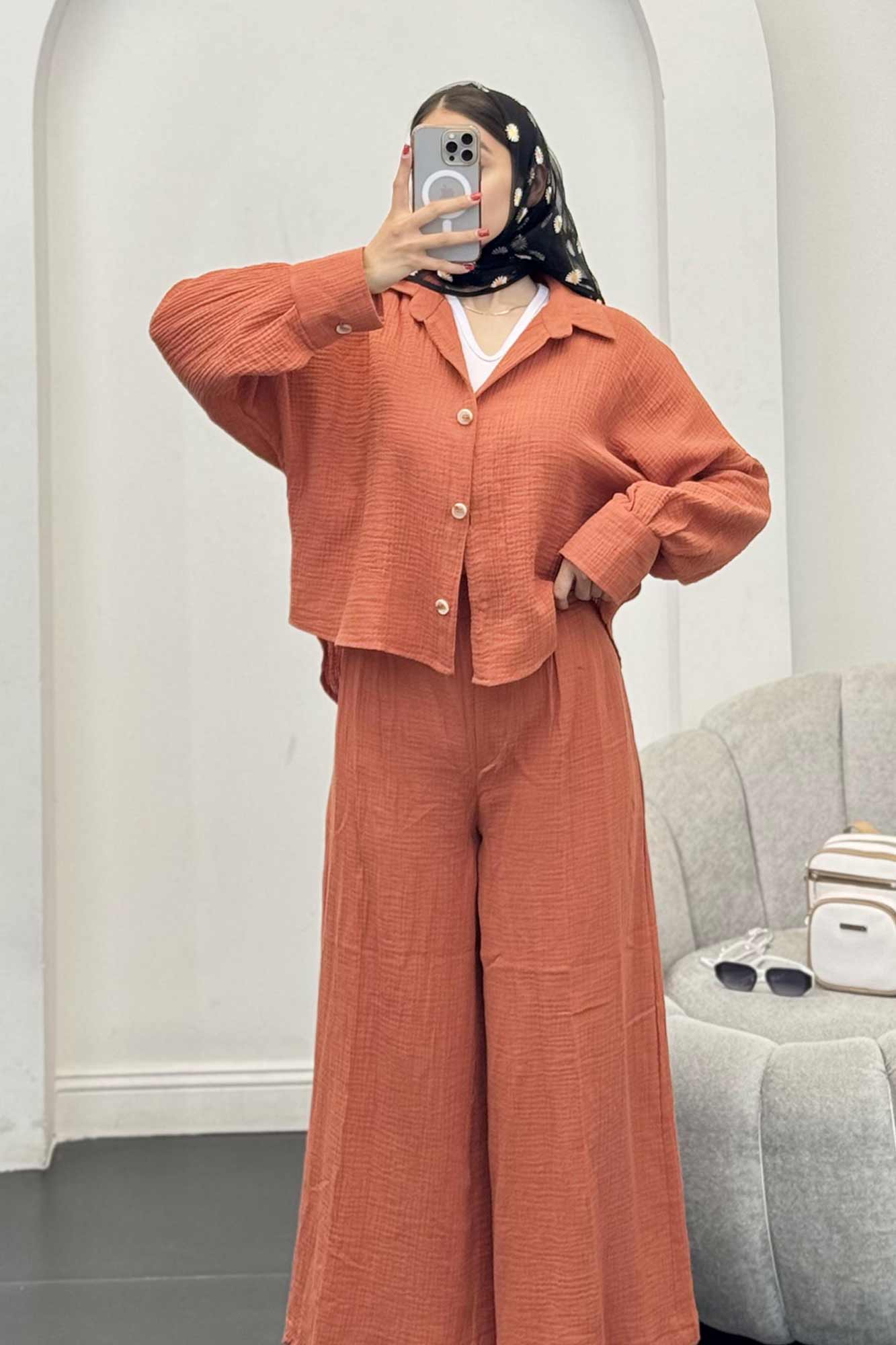 ست شومیز و شلوار دبل فیس پشت بلند