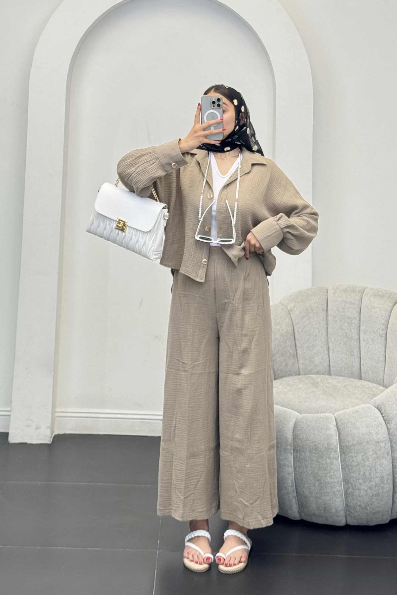 ست شومیز و شلوار دبل فیس پشت بلند