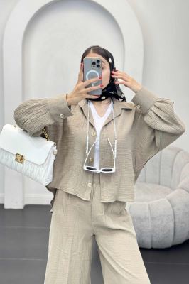 ست شومیز و شلوار دبل فیس پشت بلند