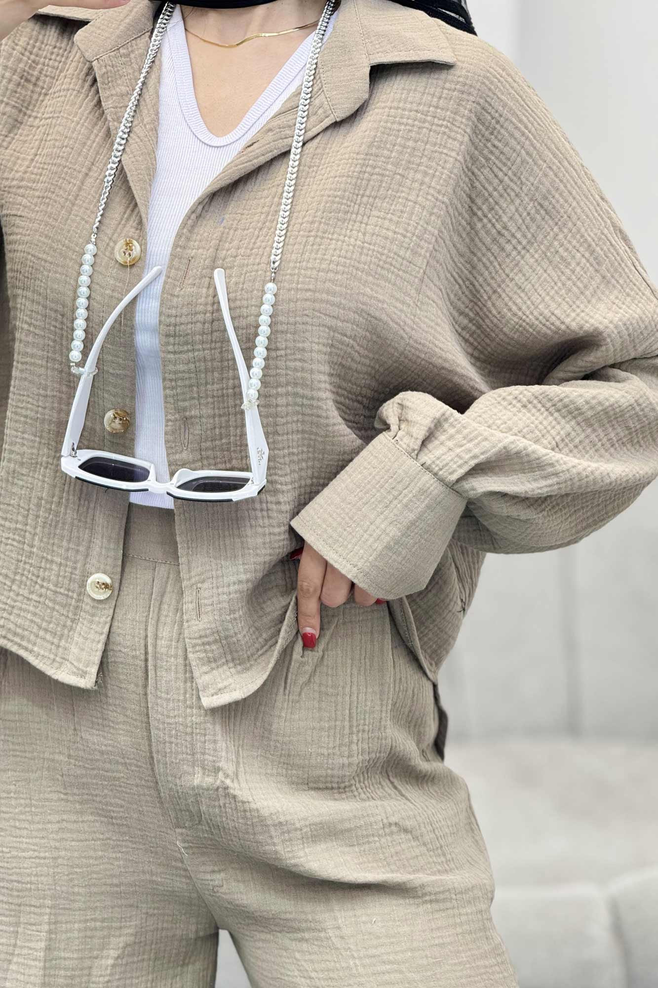 ست شومیز و شلوار دبل فیس پشت بلند