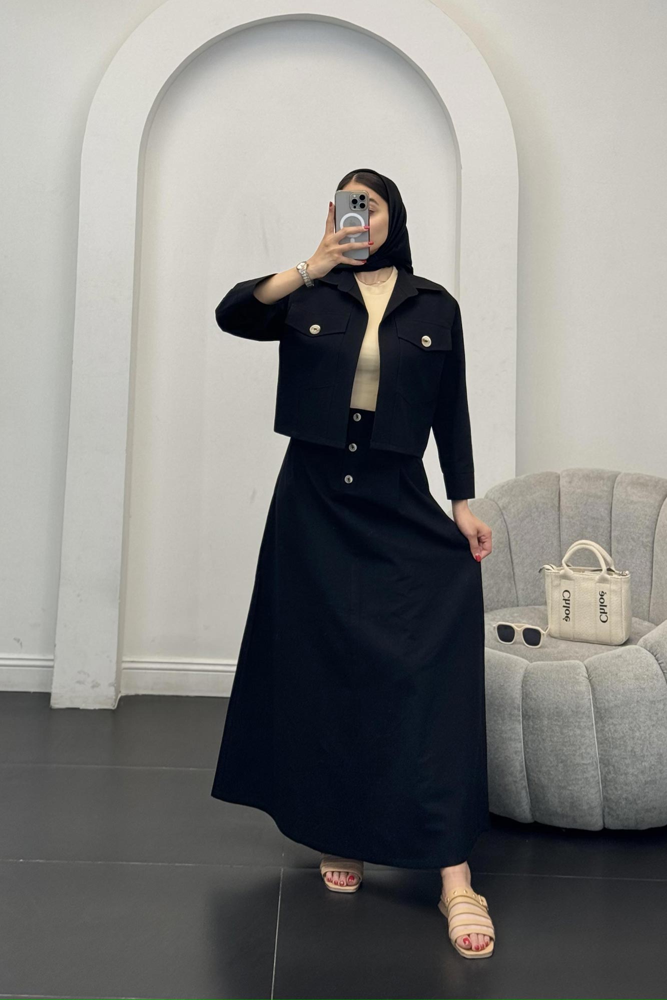 ست کت و دامن دو جیب تیتانیک