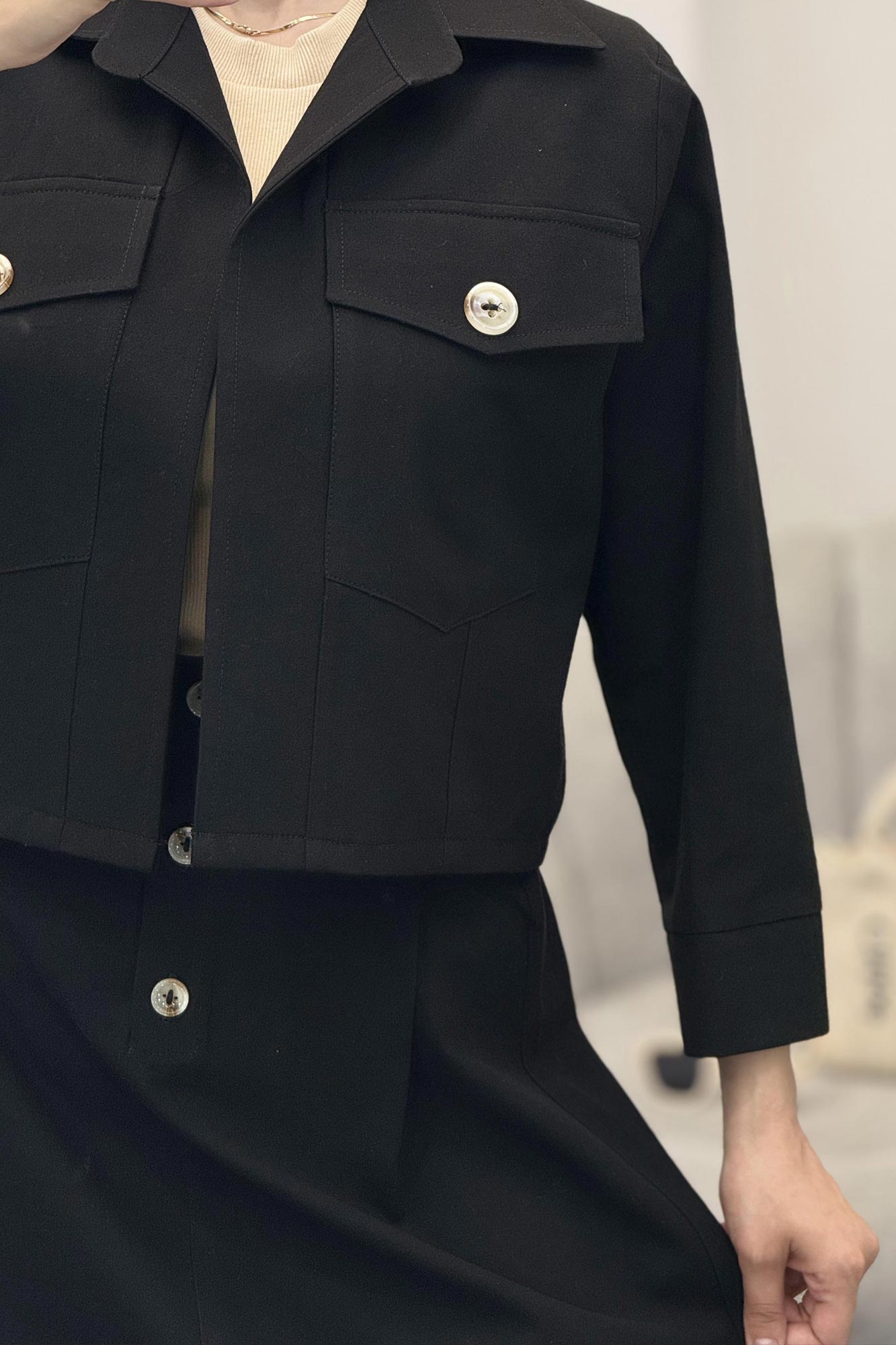 ست کت و دامن دو جیب تیتانیک