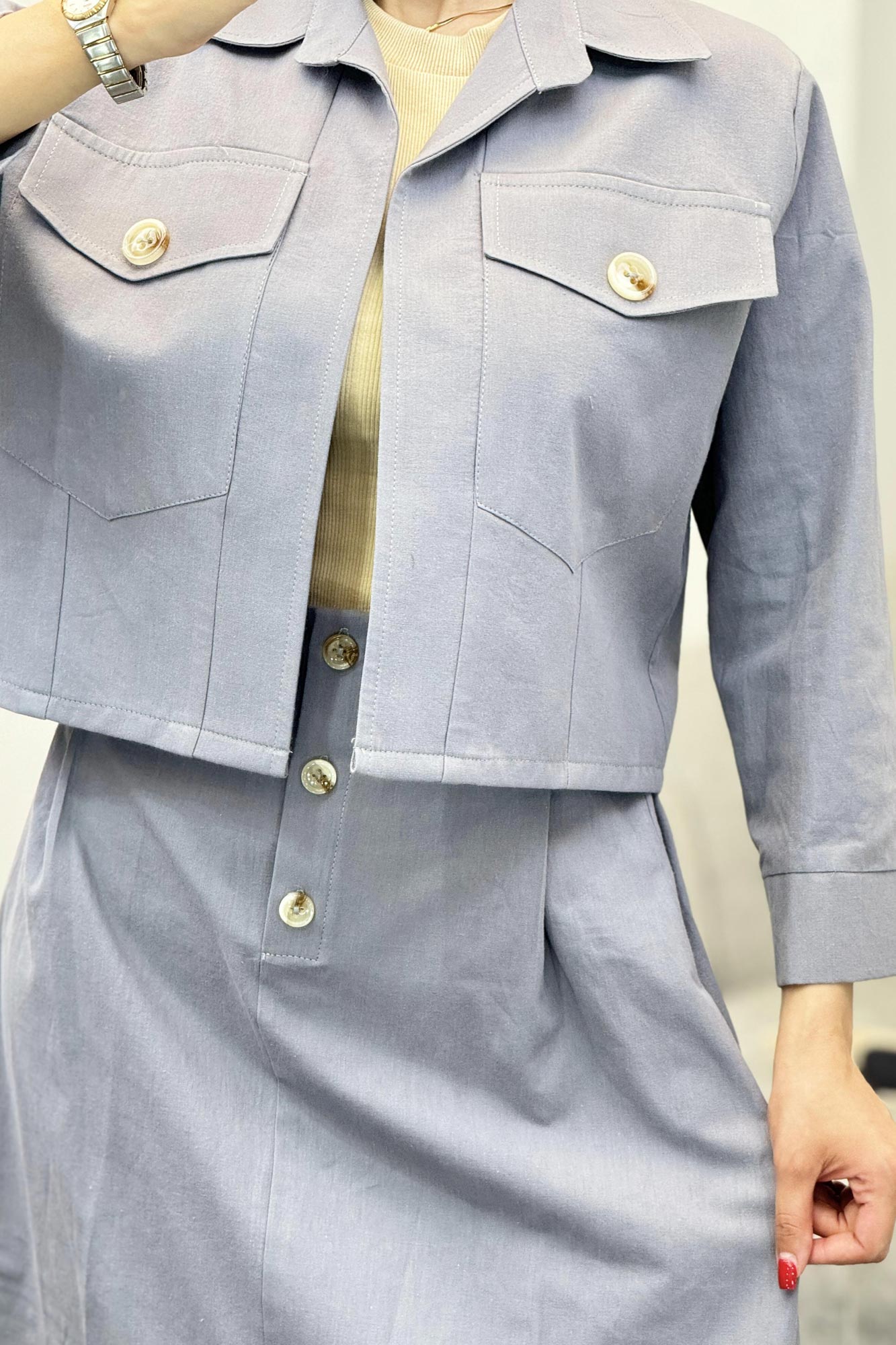 ست کت و دامن دو جیب تیتانیک