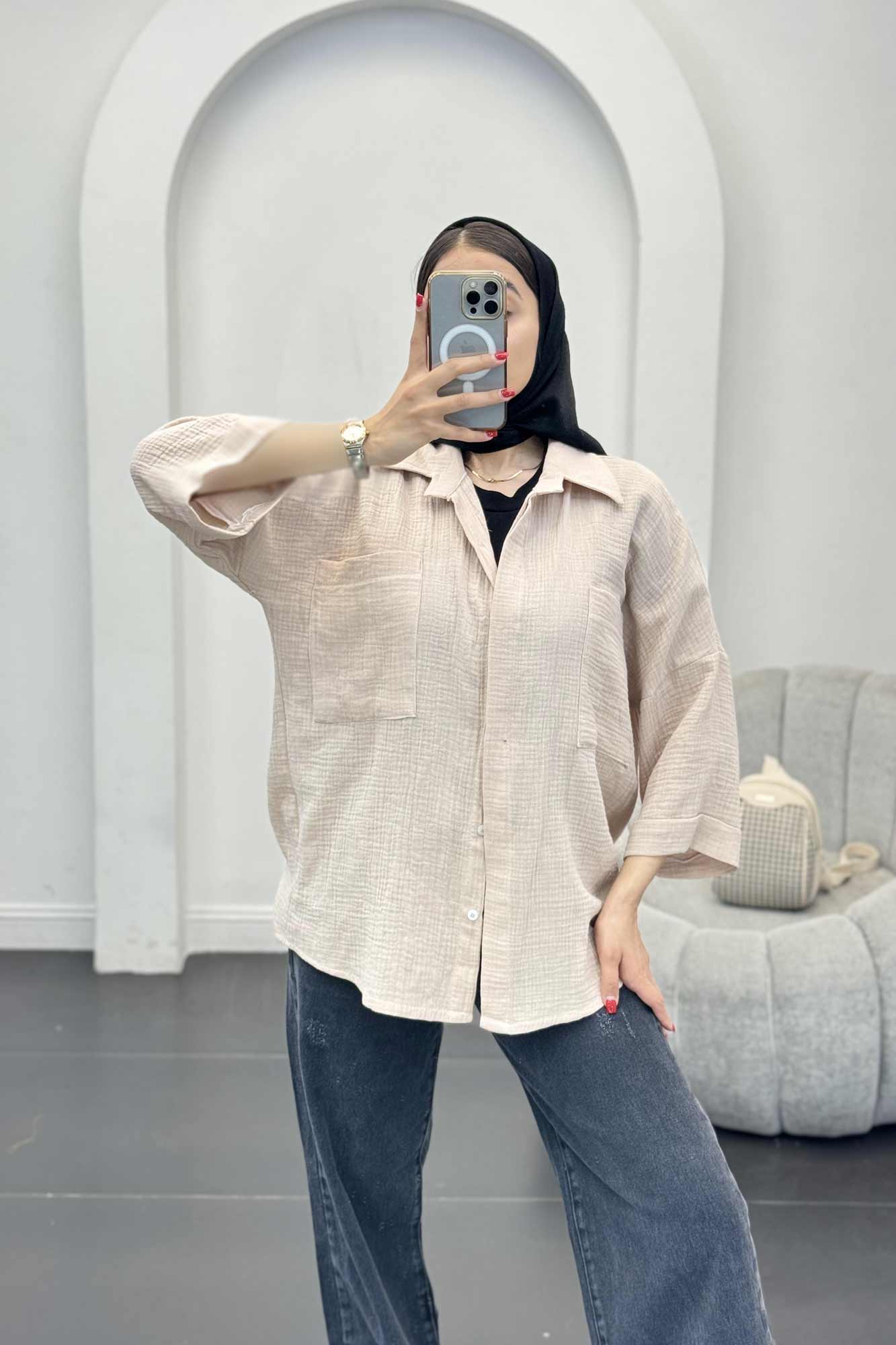 شومیز دبل فیس دو جیب