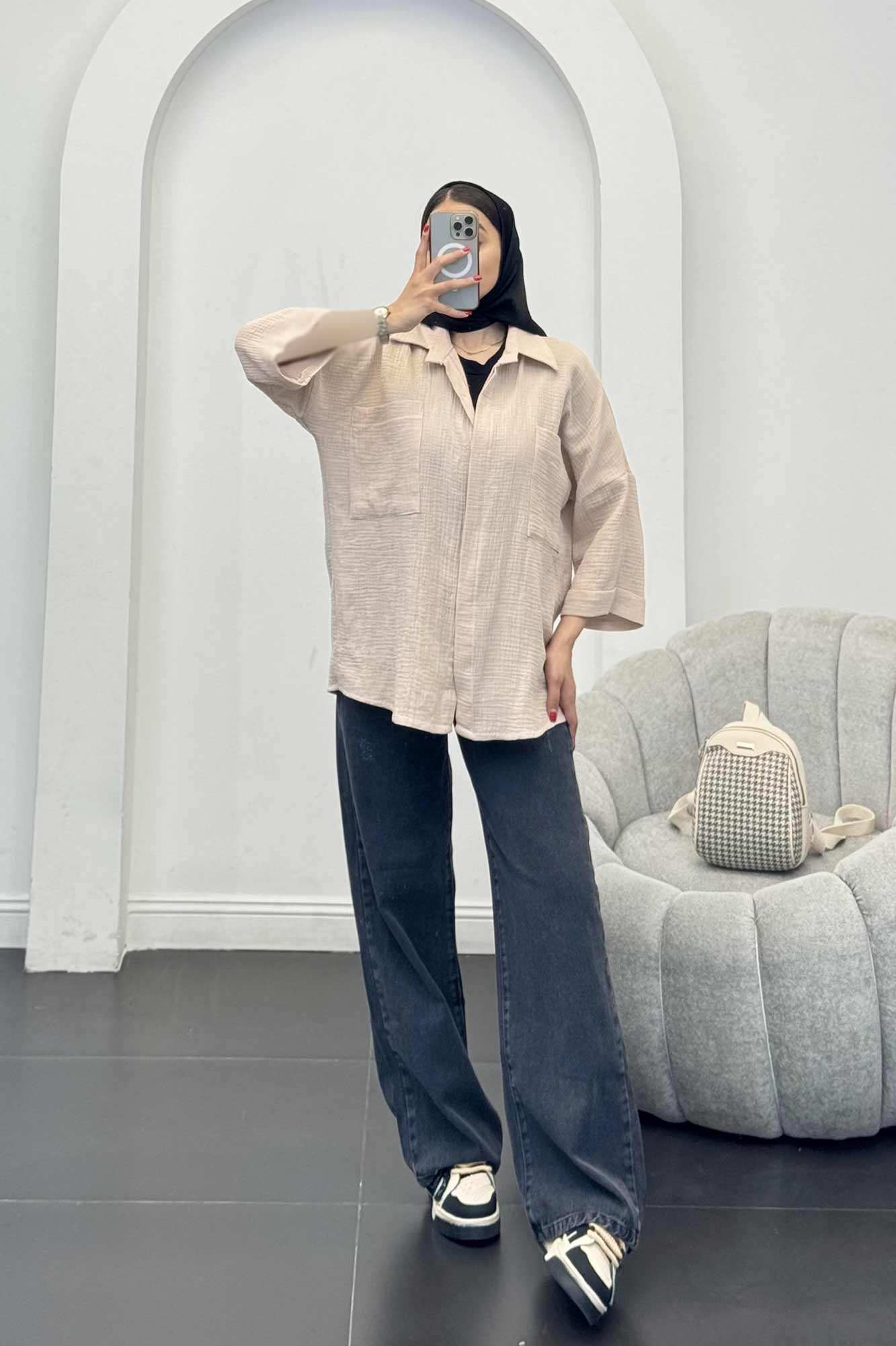 شومیز دبل فیس دو جیب