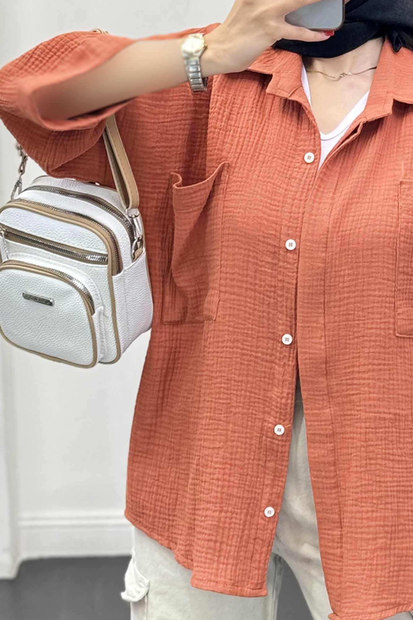 شومیز دبل فیس دو جیب