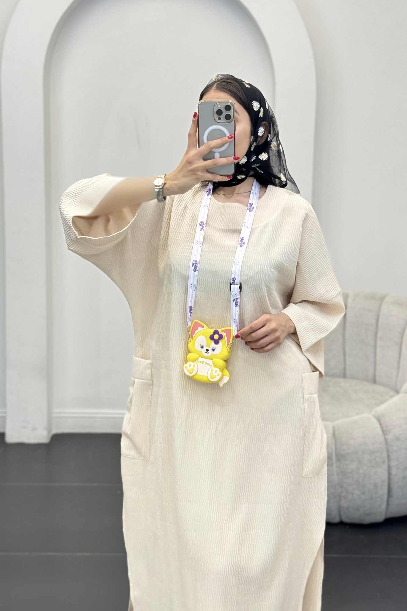 مانتو کفتان السا بغل جیب پایین چاکدار