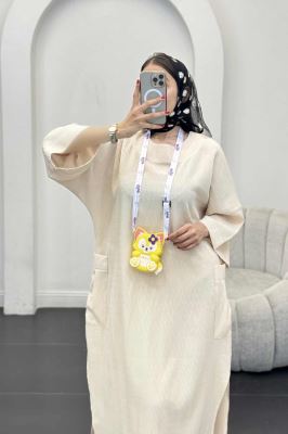 مانتو کفتان السا بغل جیب پایین چاکدار