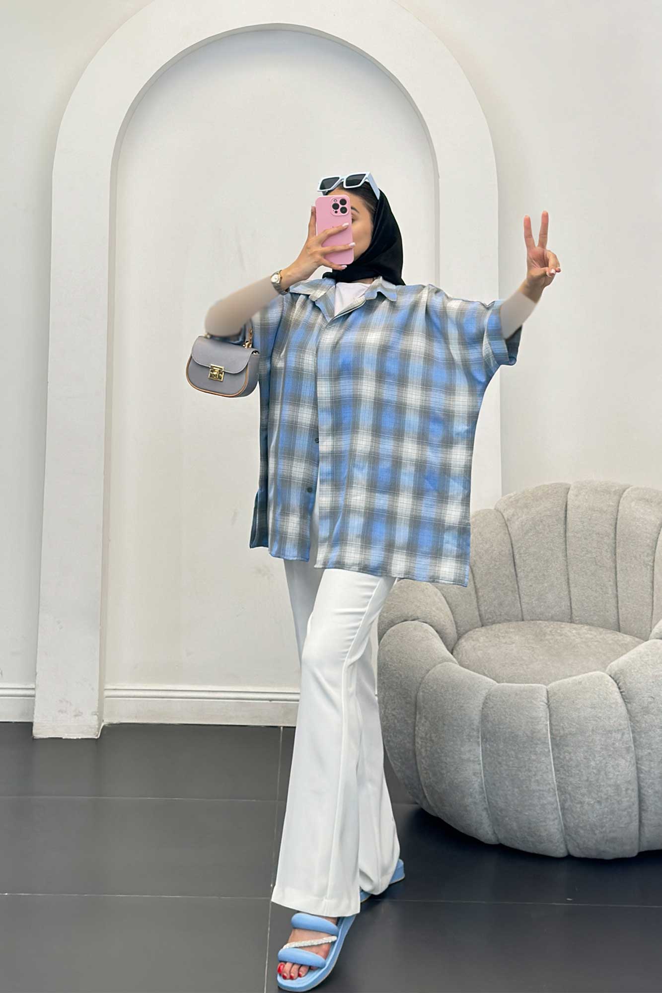 شومیز چهارخانه ساده