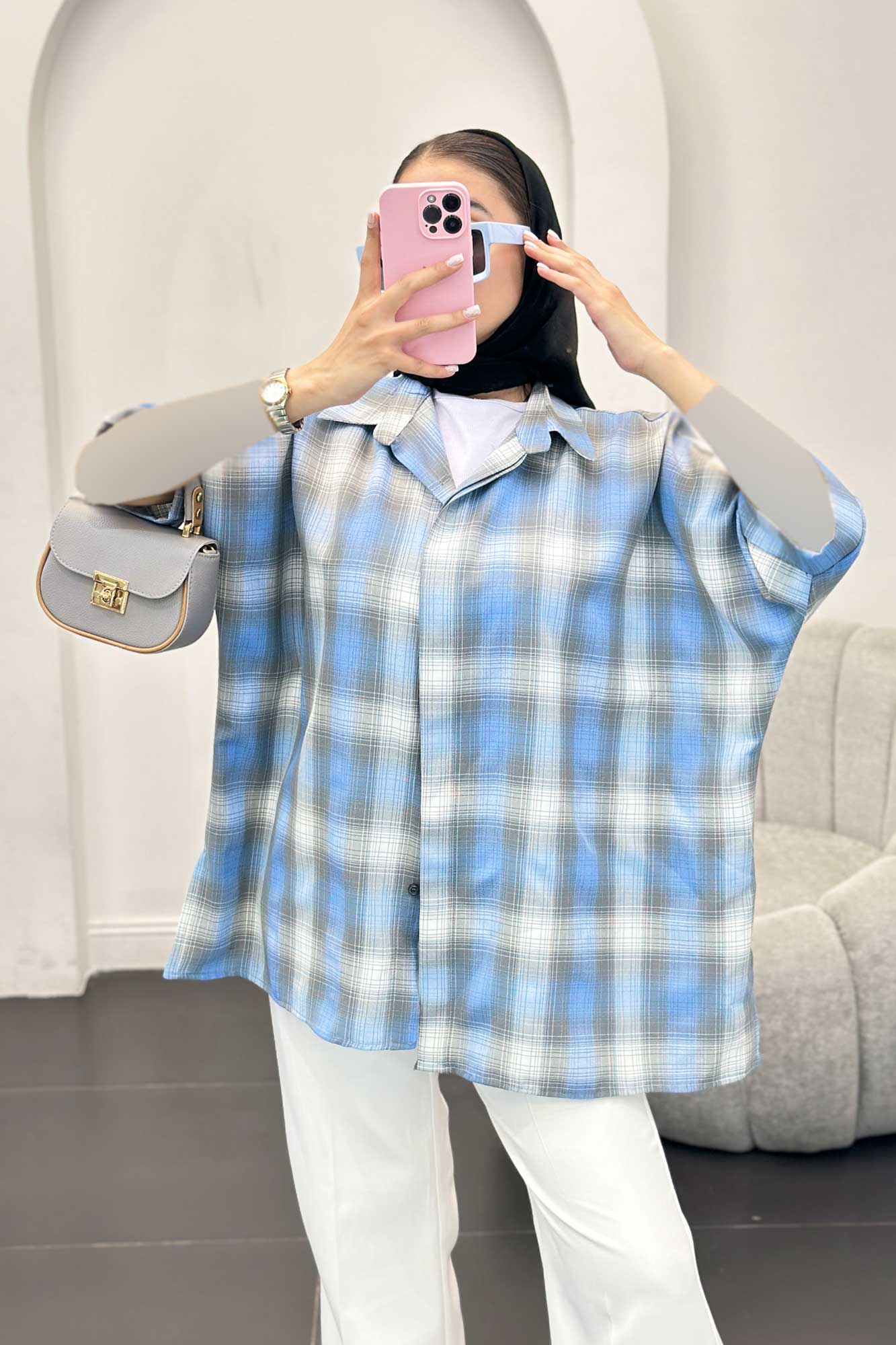 شومیز چهارخانه ساده