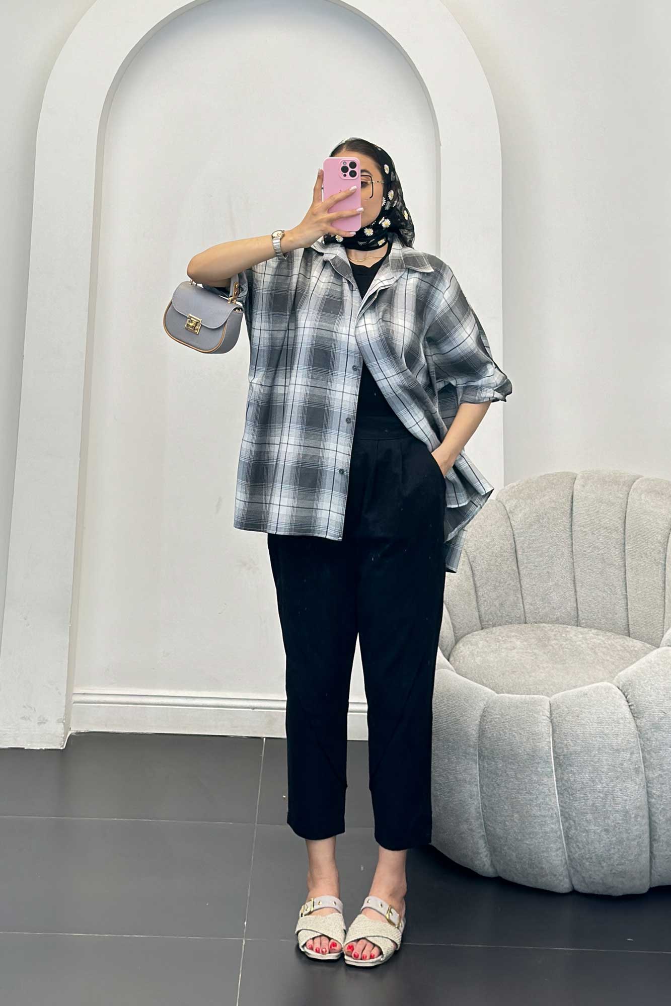 شومیز چهارخانه ساده