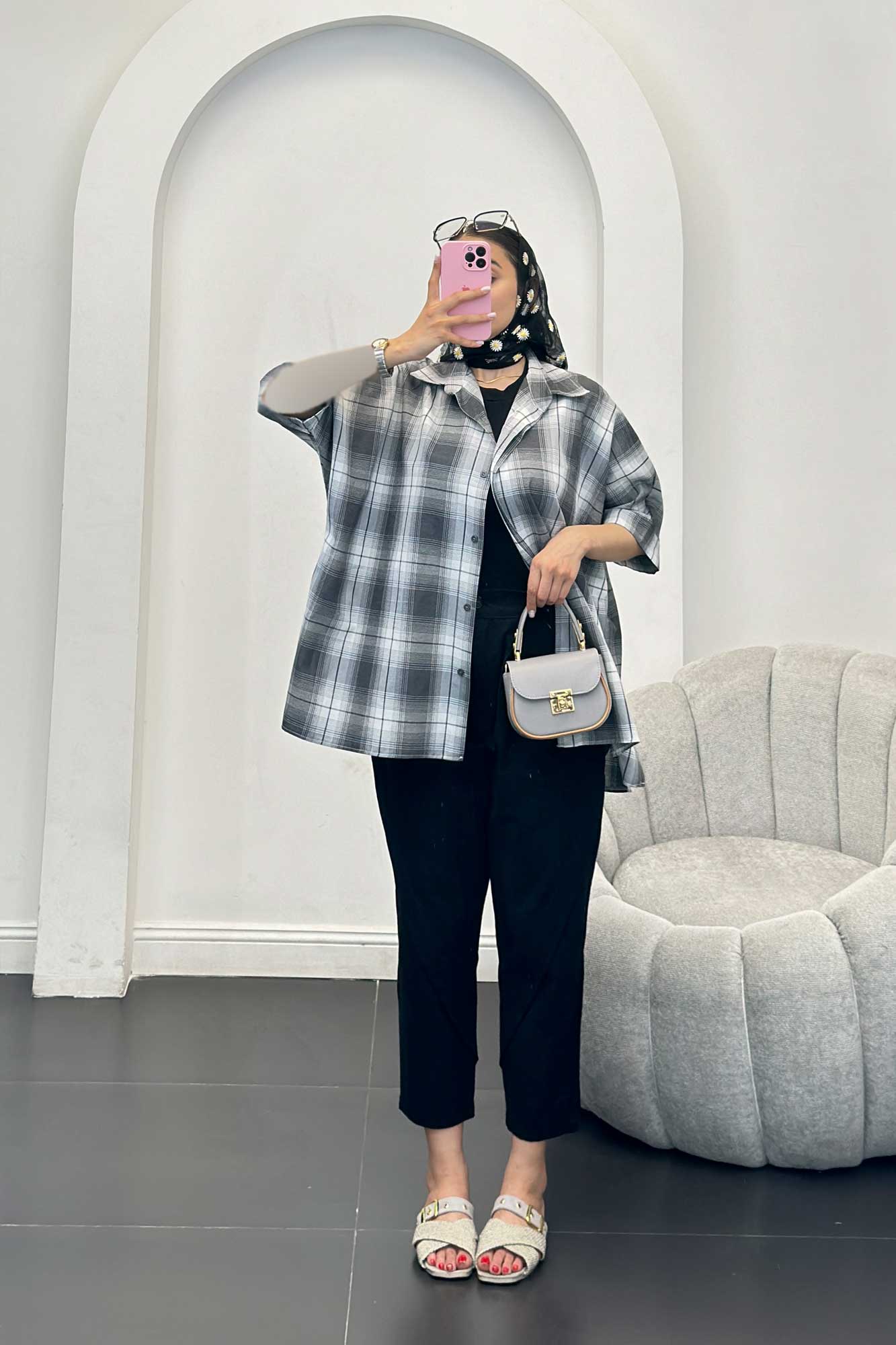 شومیز چهارخانه ساده