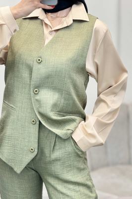 ست جلیقه شلوار شانتون یقه هفت بگ