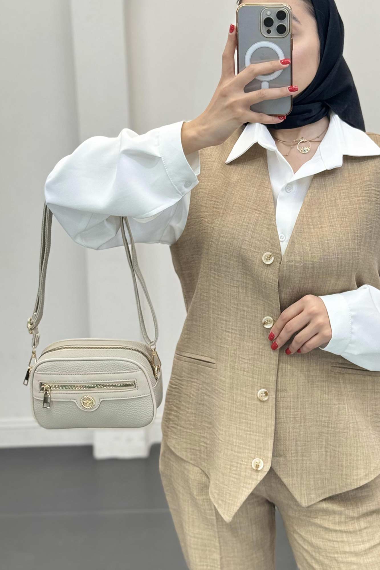 ست جلیقه شلوار شانتون یقه هفت بگ