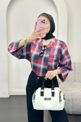 بلوز چهارخانه تک جیب پایین چاکدار