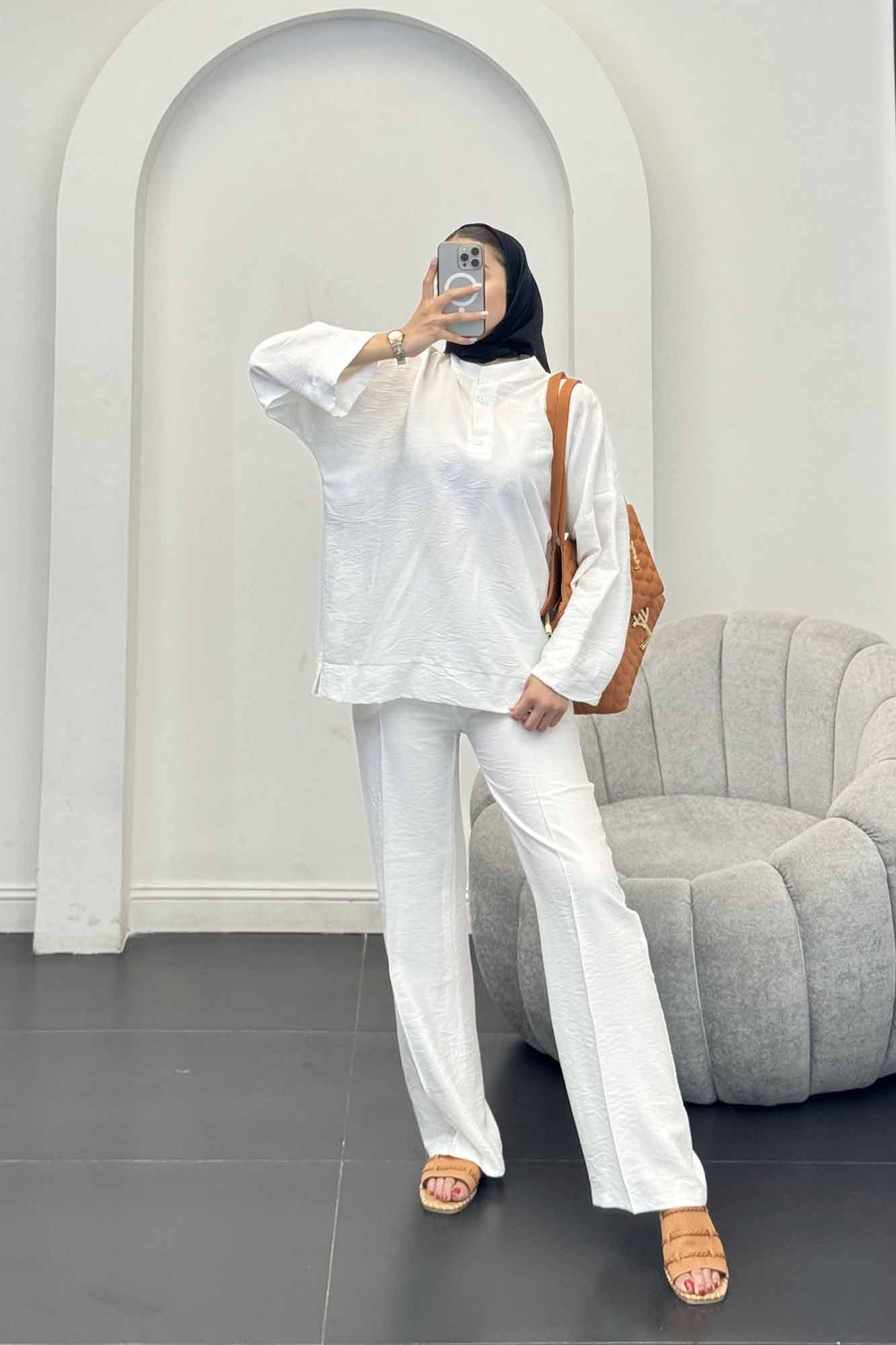 ست بلوز و شلوار بابوس دو دکمه