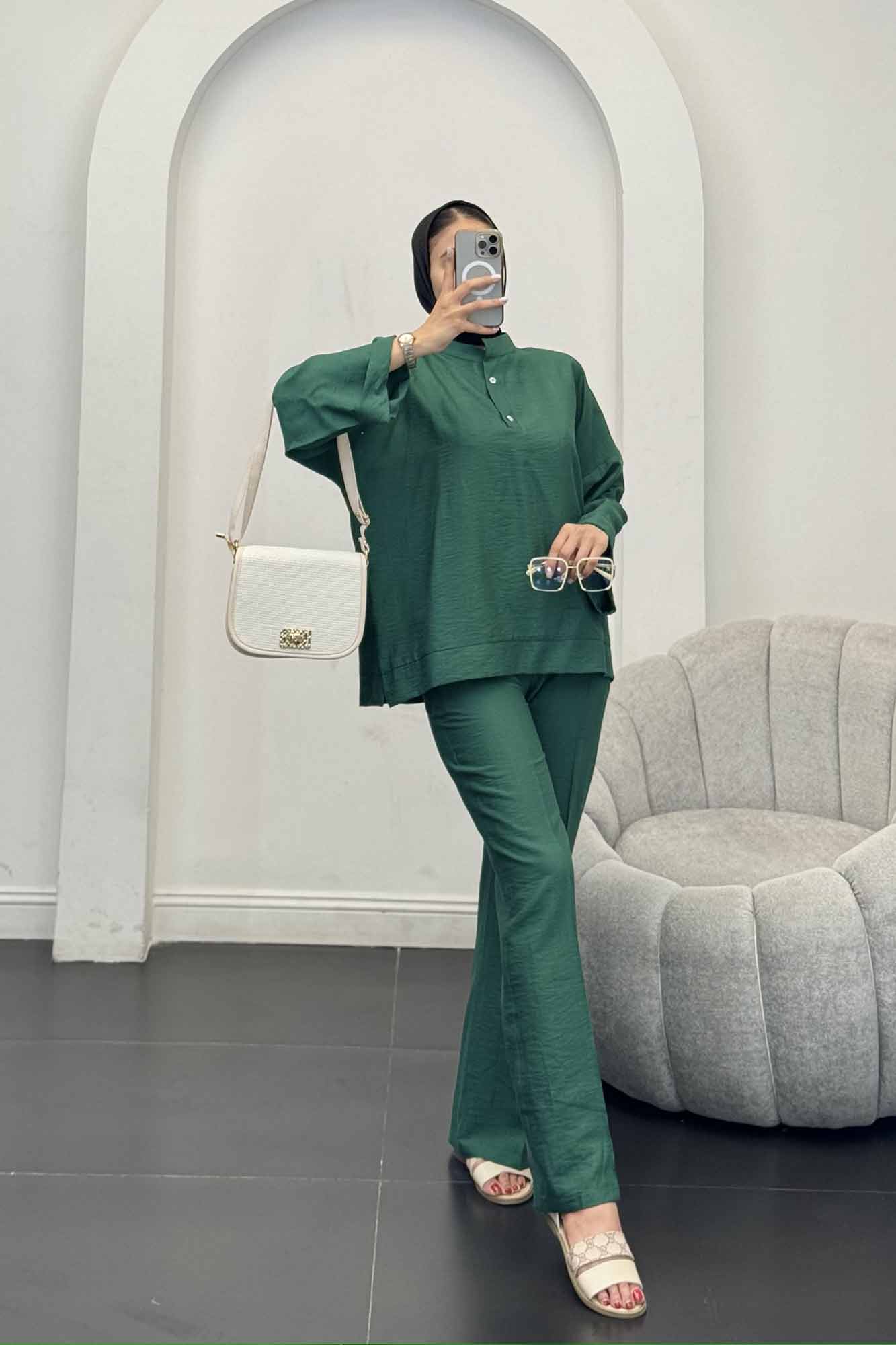 ست بلوز و شلوار بابوس دو دکمه