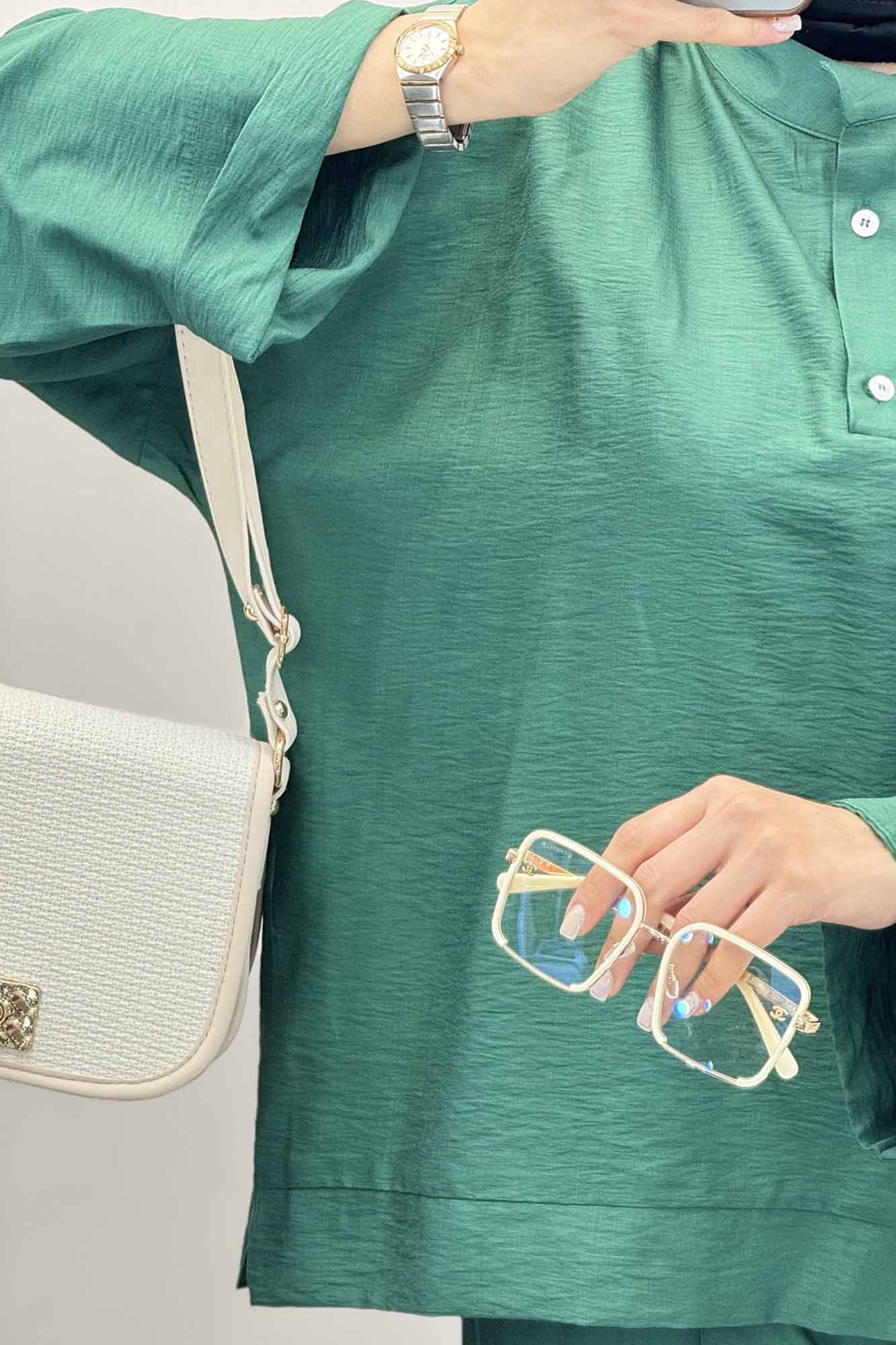 ست بلوز و شلوار بابوس دو دکمه