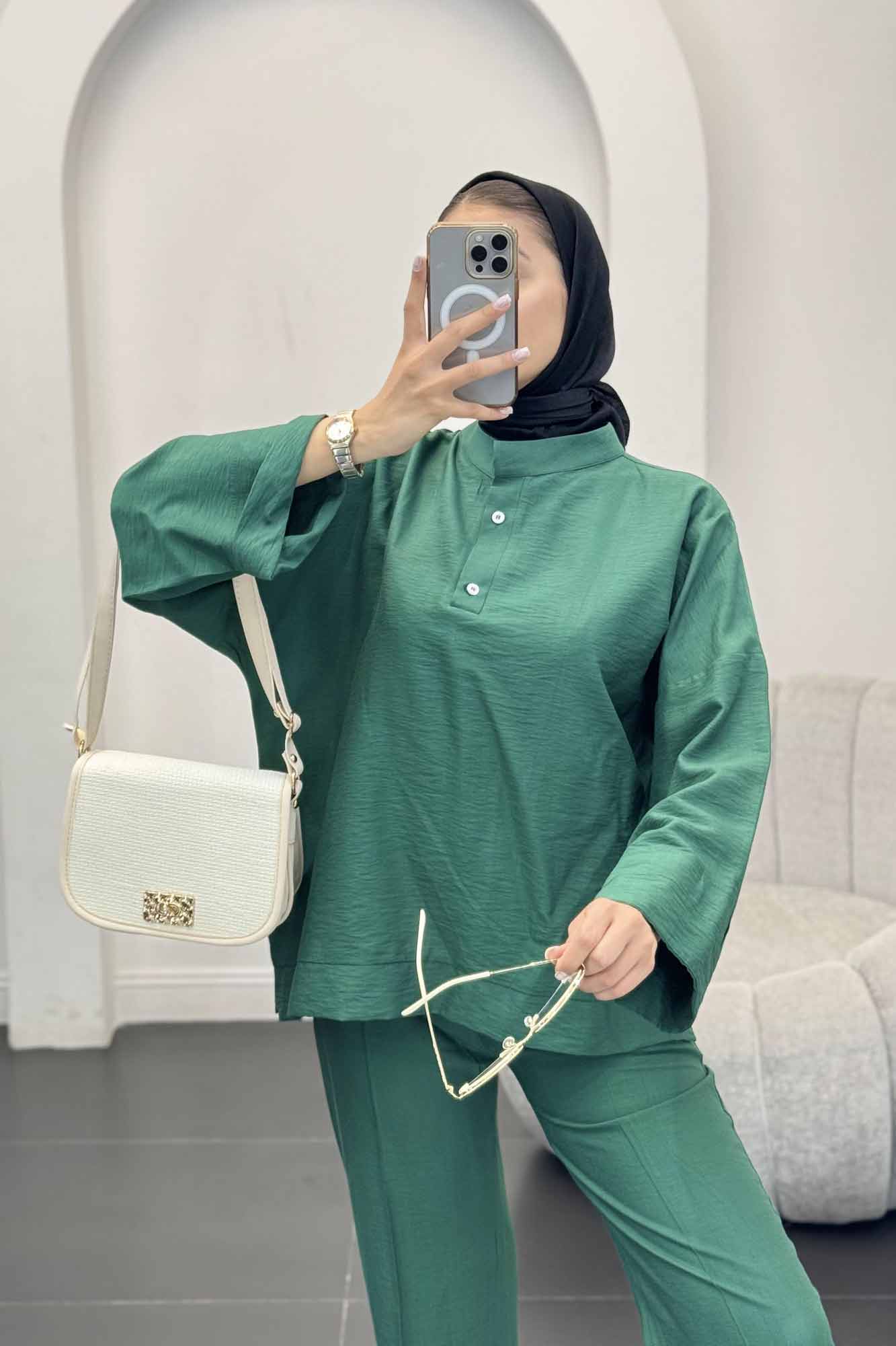 ست بلوز و شلوار بابوس دو دکمه