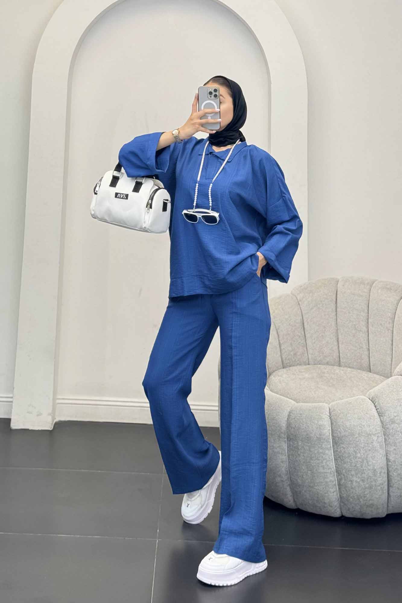 ست بلوز و شلوار بابوس دو دکمه