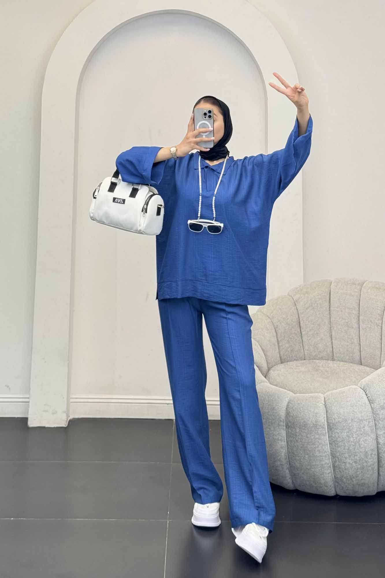 ست بلوز و شلوار بابوس دو دکمه