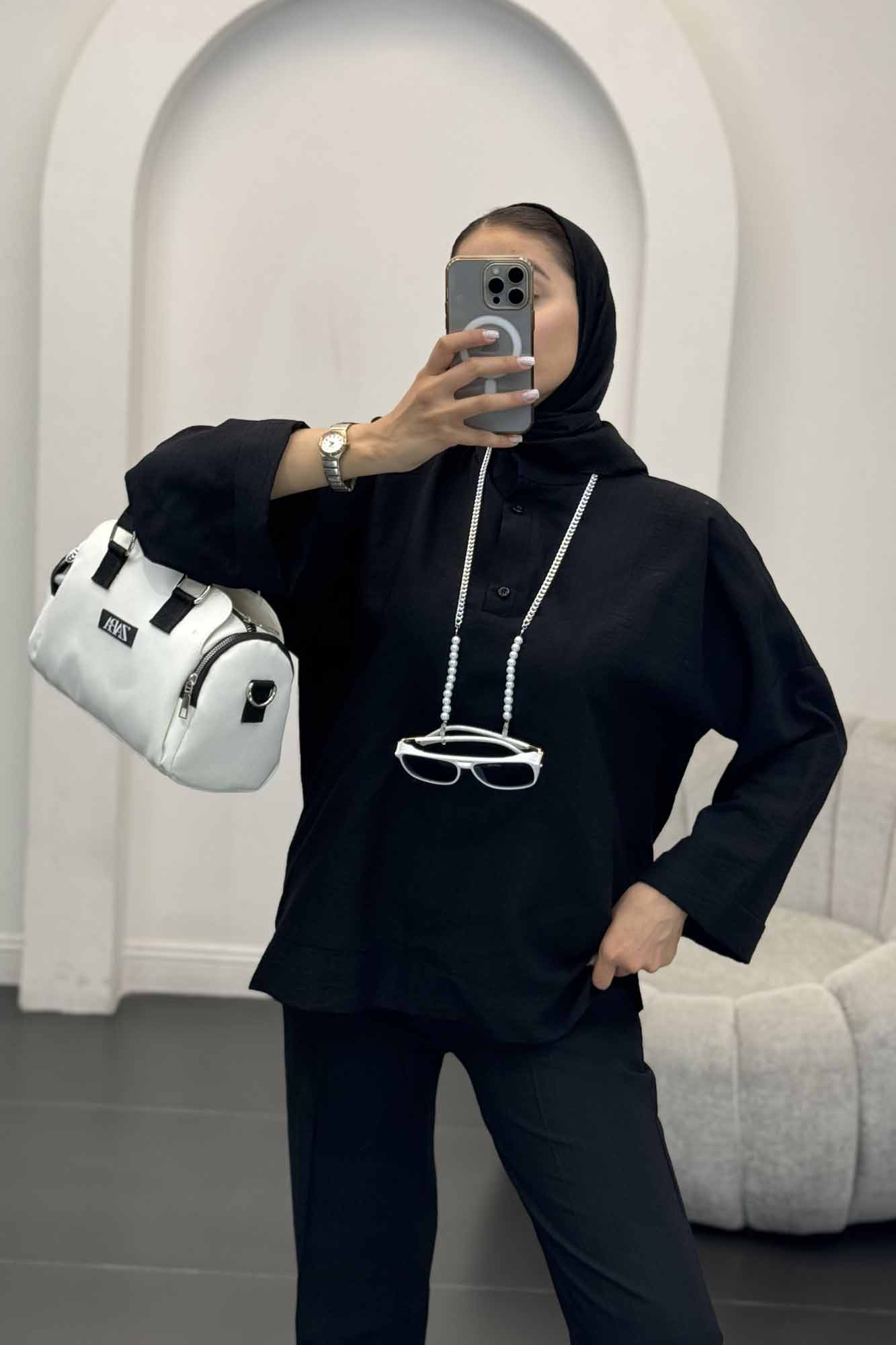 ست بلوز و شلوار بابوس دو دکمه