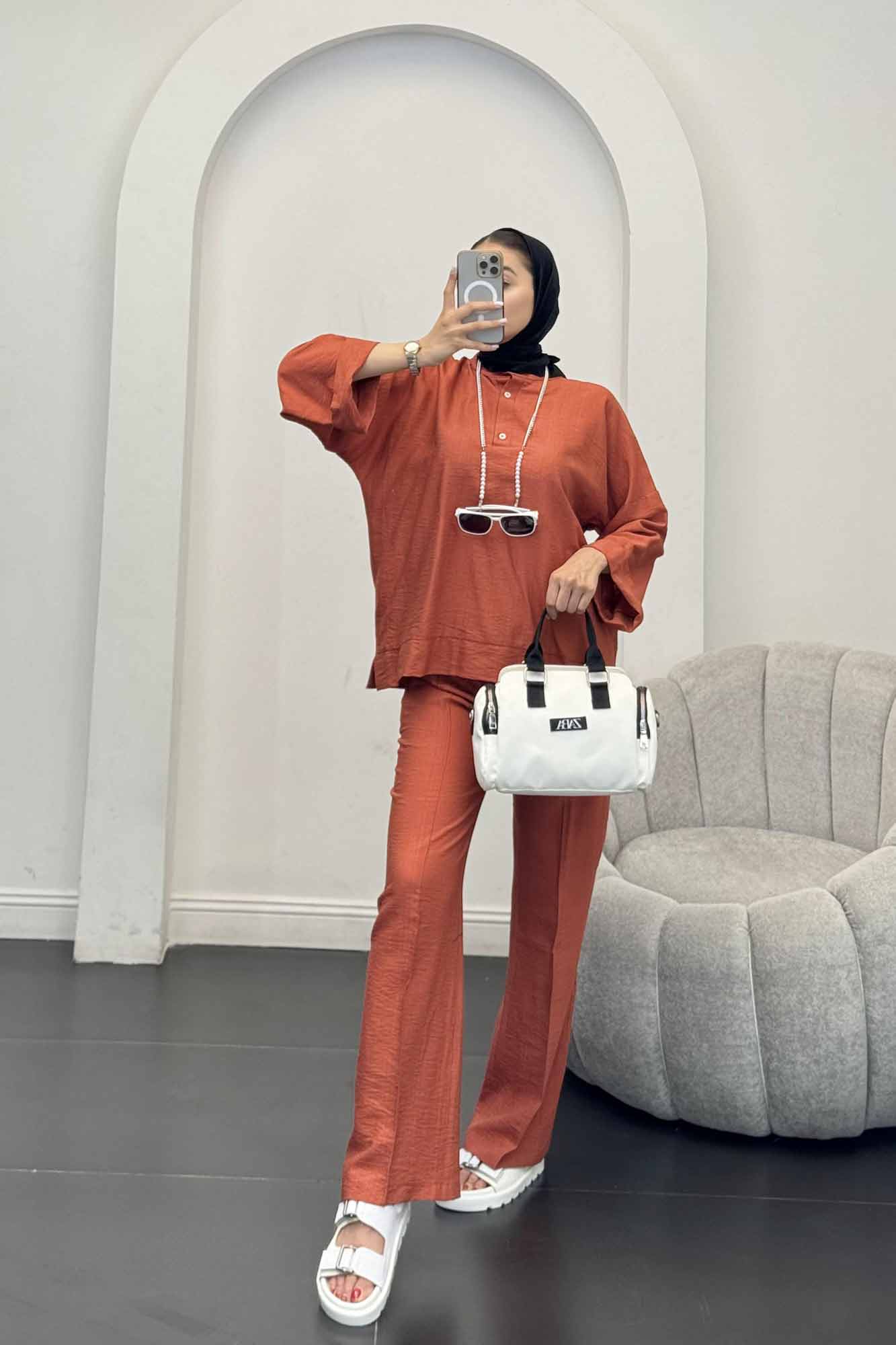 ست بلوز و شلوار بابوس دو دکمه