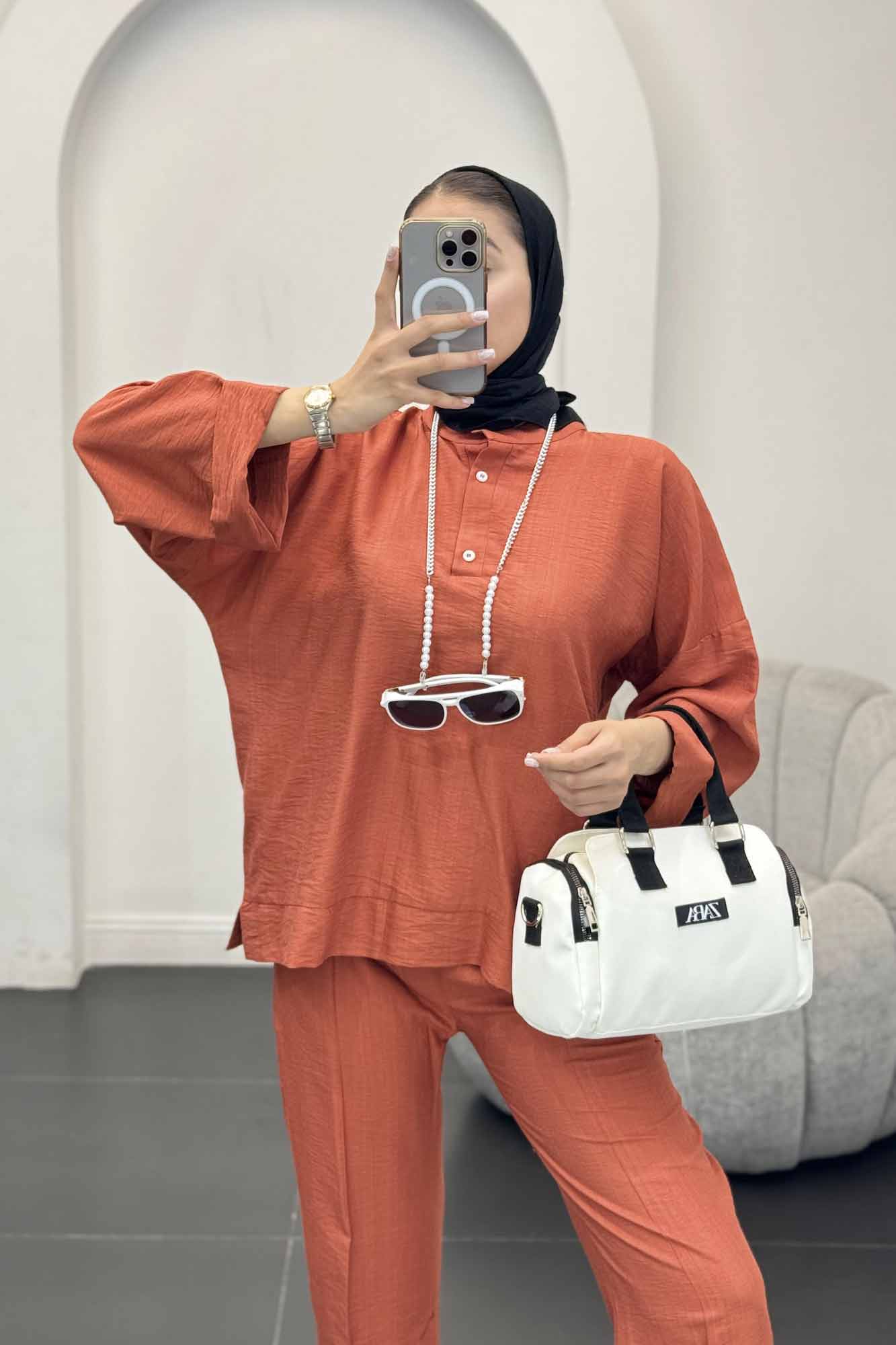 ست بلوز و شلوار بابوس دو دکمه