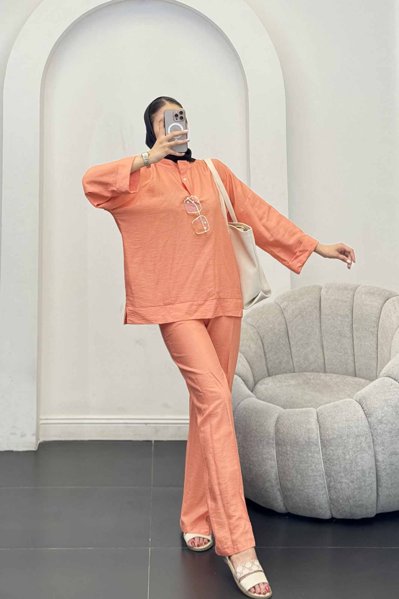 ست بلوز و شلوار بابوس دو دکمه