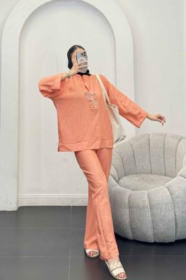 ست بلوز و شلوار بابوس دو دکمه