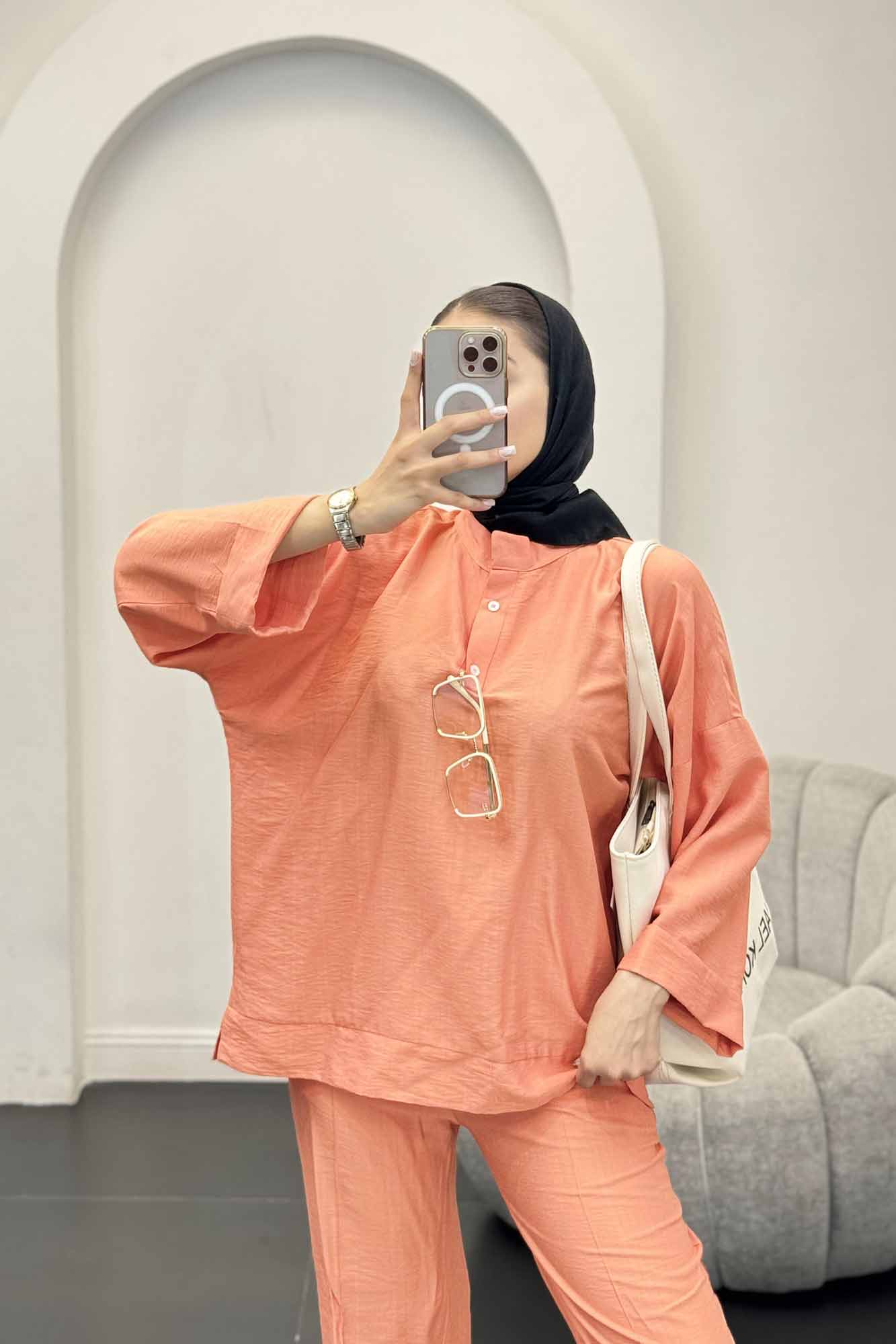 ست بلوز و شلوار بابوس دو دکمه