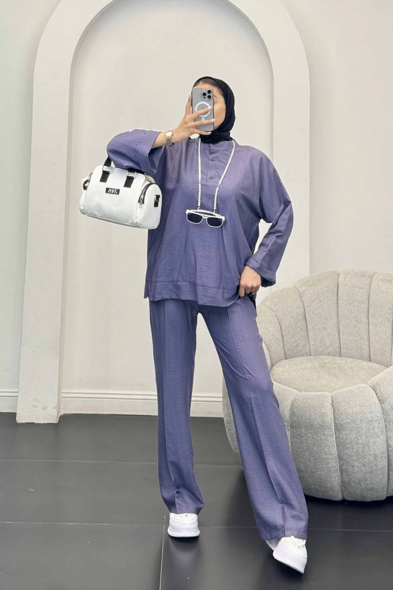 ست بلوز و شلوار بابوس دو دکمه